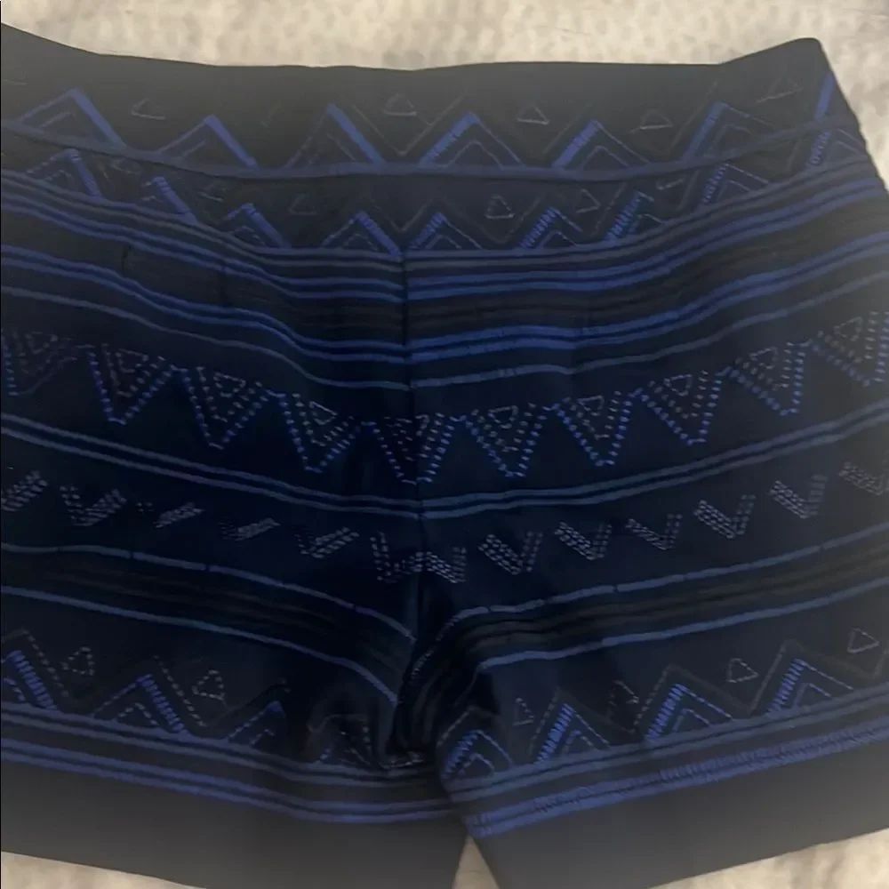 White House Black Market High Waist Navy Blue Embroidered Shorts